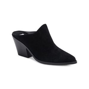 AQUA COLLEGE Womens Black Nia Slip On Leather Heeled Mules Shoes 6.5 M